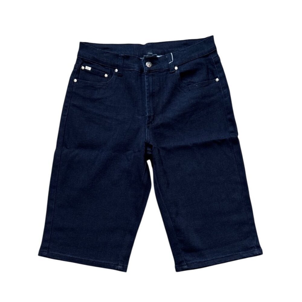 Dg2 By Diane Gilman Womens Dark Blue Denim Bermuda Shorts Size 10 Cotton Blend